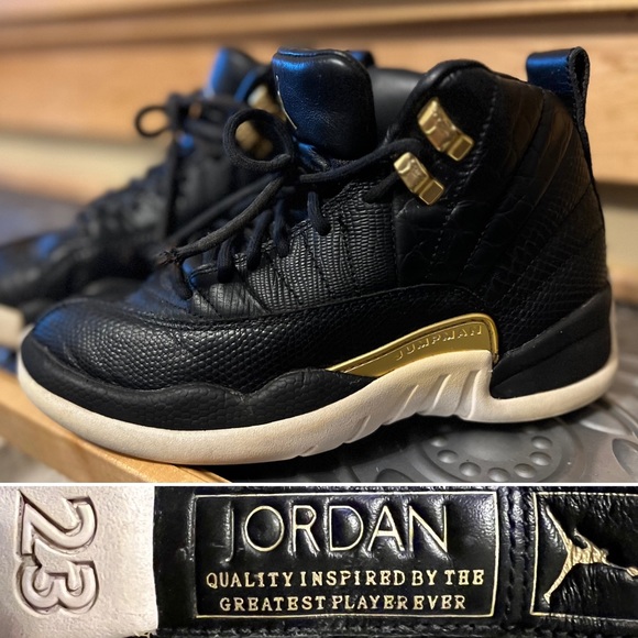 🏀 🐲☑️Nike Air Jordan XII / 12 | Retro Reptile 2019 | Midnight Black Gold White - Picture 2 of 16
